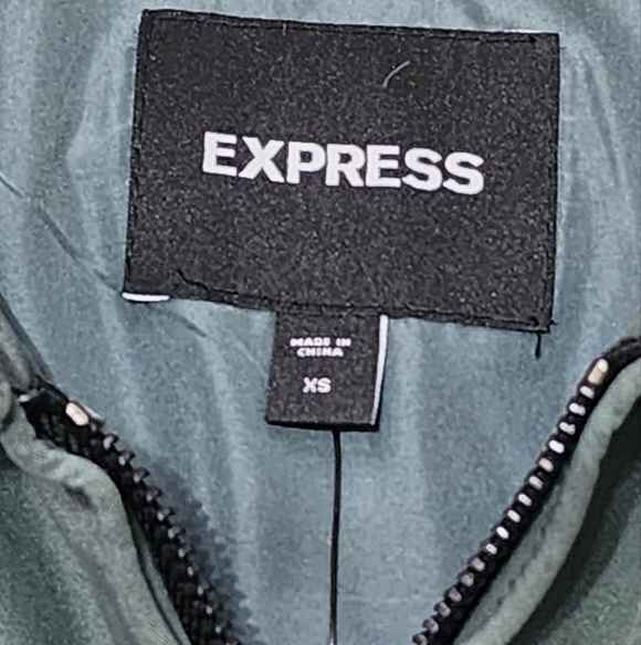 NWT Express Men's Green Bomber Jacket, sz XS - Picture 2 of 12